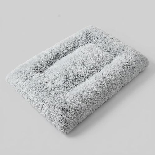 BFPETHOME plush faux-fur crate dog bed in grey
