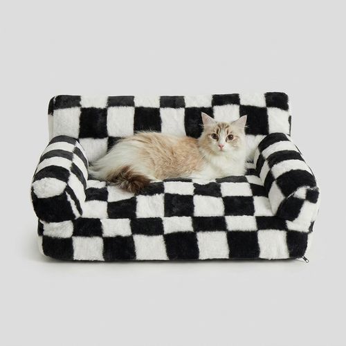 BFPETHOME black and white checkered cat and dog couch bed